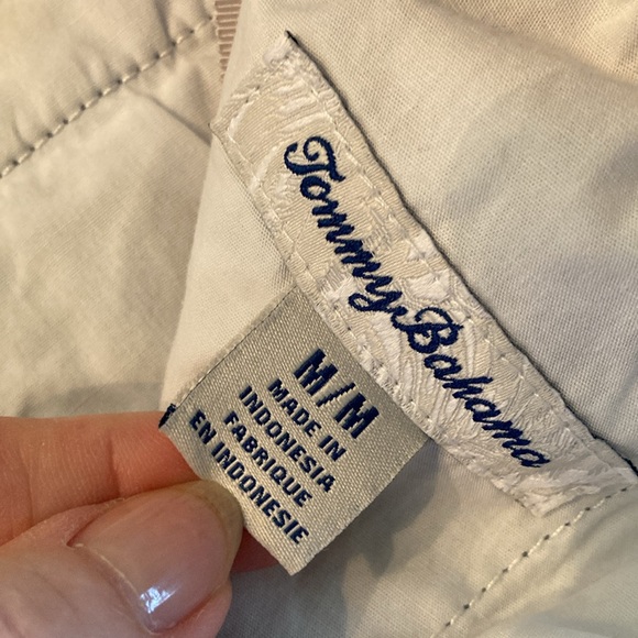 Men's Tommy Bahama blue gray leaf linen blend elastic waist chino shorts size M - Picture 6 of 8